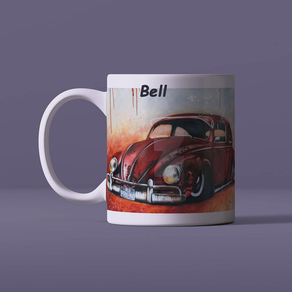 Volla Cafe Coffee Roastery custom logo mugs product image-BELL Volla Café Beetle Mug - Bell - Image 1